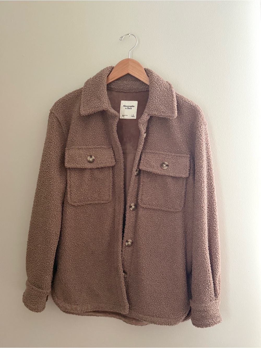Abercrombie & Fitch Taupe Teddy Sherpa Jacket